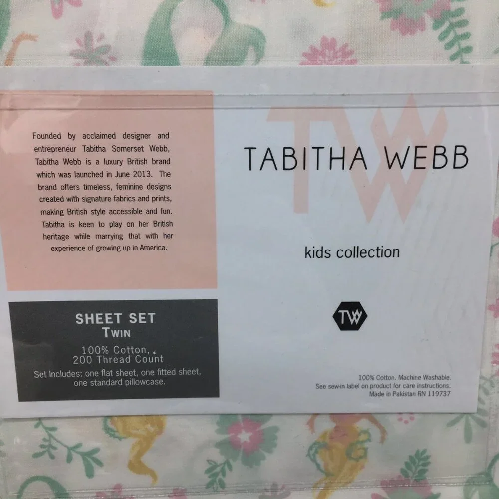 7pc Tabitha Webb Mermaid TWIN SHEET COMFORTER PILLOW Set Ocean Pink Designer NEW
